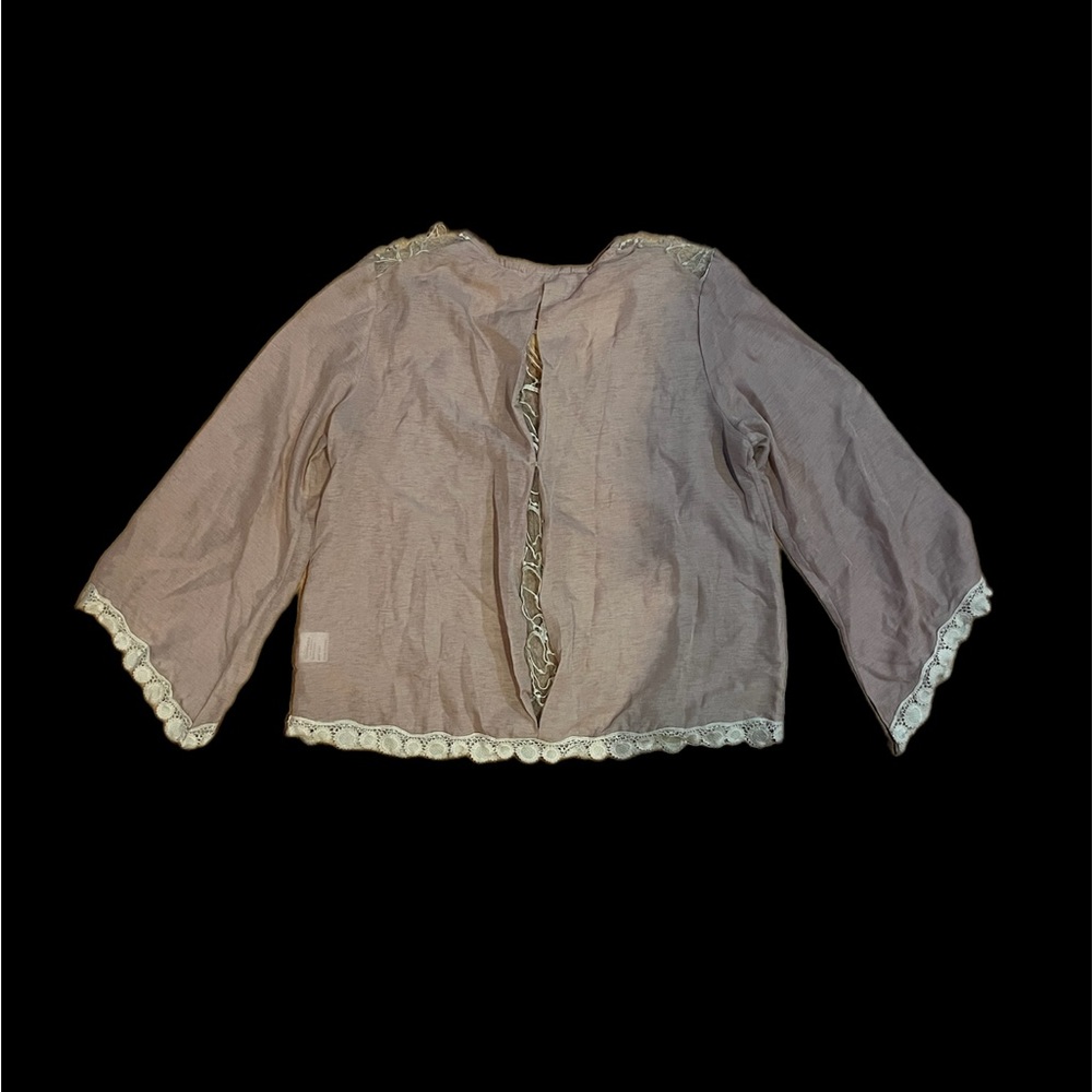 Solitaire Linen Blouse Tunic Beige Tan Large - Picture 2 of 11